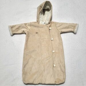 Pottery Barn Kids Baby Bunting Suede Plush Fur Beige Infant Cold Weather Suit